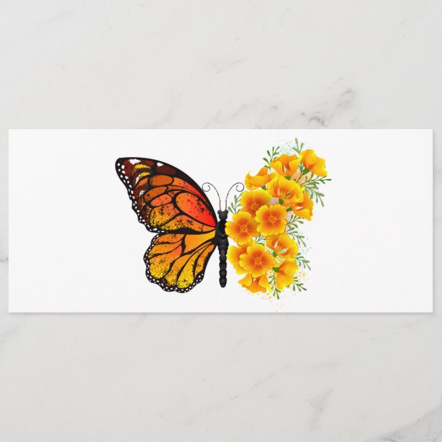 Flower Butterfly with Yellow California Poppy Menu (Front)