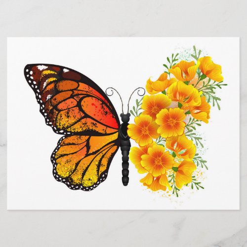 Flower Butterfly with Yellow California Poppy Menu