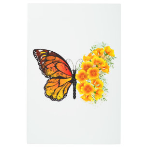 Flower Butterfly with Yellow California Poppy Metal Print
