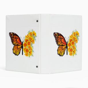 Flower Butterfly with Yellow California Poppy Mini Binder
