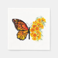 Flower Butterfly with Yellow California Poppy