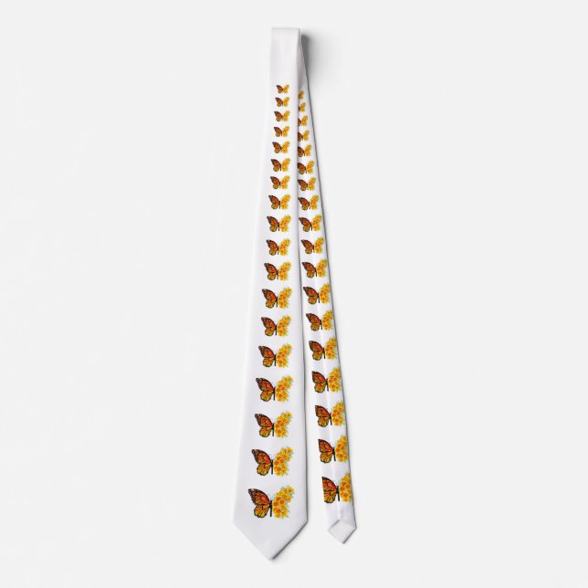 Flower Butterfly with Yellow California Poppy Neck Tie (Front)