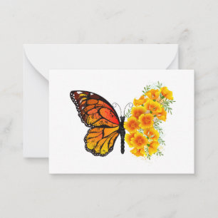 Flower Butterfly with Yellow California Poppy Note Card