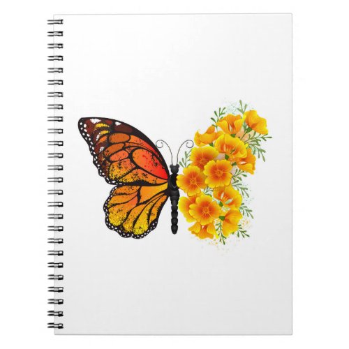 Flower Butterfly with Yellow California Poppy Notebook