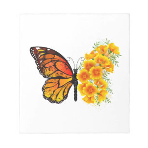 Flower Butterfly with Yellow California Poppy Notepad