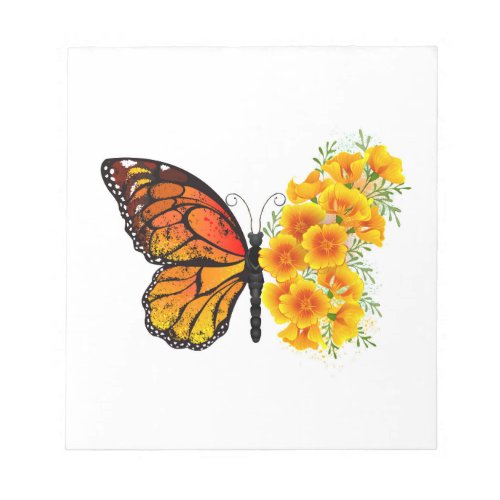 Flower Butterfly with Yellow California Poppy Notepad