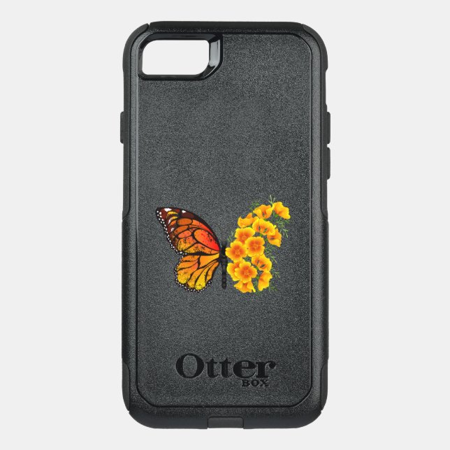 Flower Butterfly with Yellow California Poppy Otterbox iPhone Case (Back)