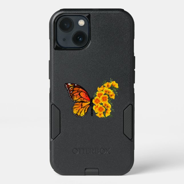 Flower Butterfly with Yellow California Poppy Otterbox iPhone Case (Back)