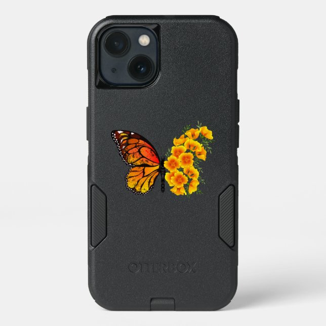 Flower Butterfly with Yellow California Poppy Otterbox iPhone Case (Back)