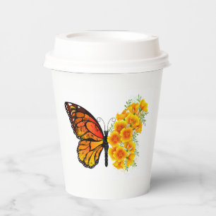 Flower Butterfly with Yellow California Poppy Paper Cups