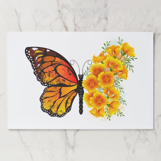Flower Butterfly with Yellow California Poppy Paper Pad (Front)