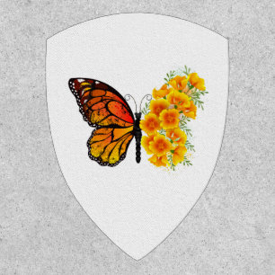 Flower Butterfly with Yellow California Poppy Patch