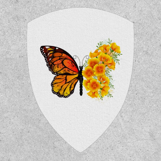Flower Butterfly with Yellow California Poppy Patch (Front)