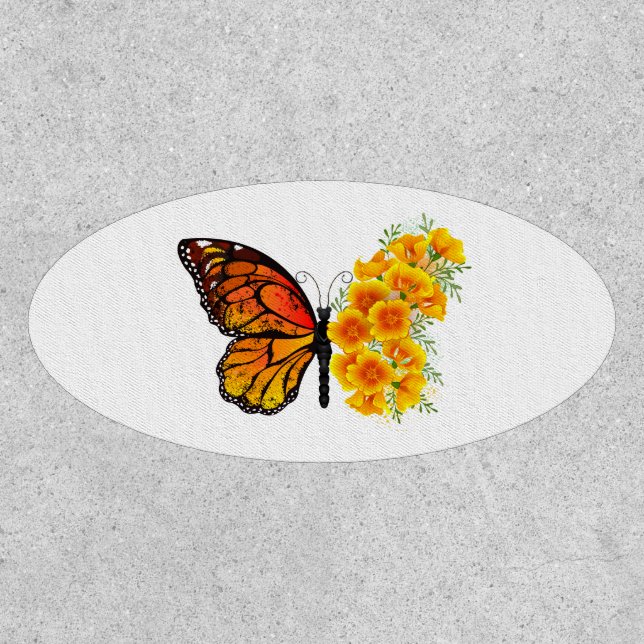 Flower Butterfly with Yellow California Poppy Patch (Front)