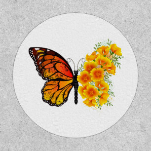 Flower Butterfly with Yellow California Poppy Patch