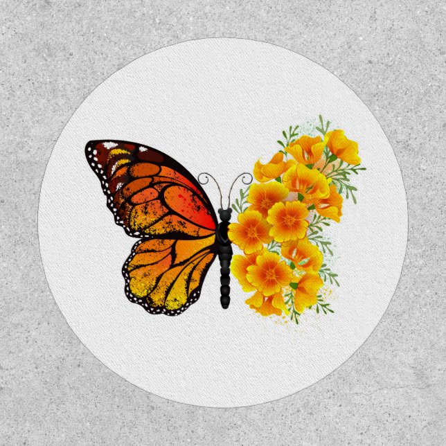 Flower Butterfly with Yellow California Poppy Patch (Front)