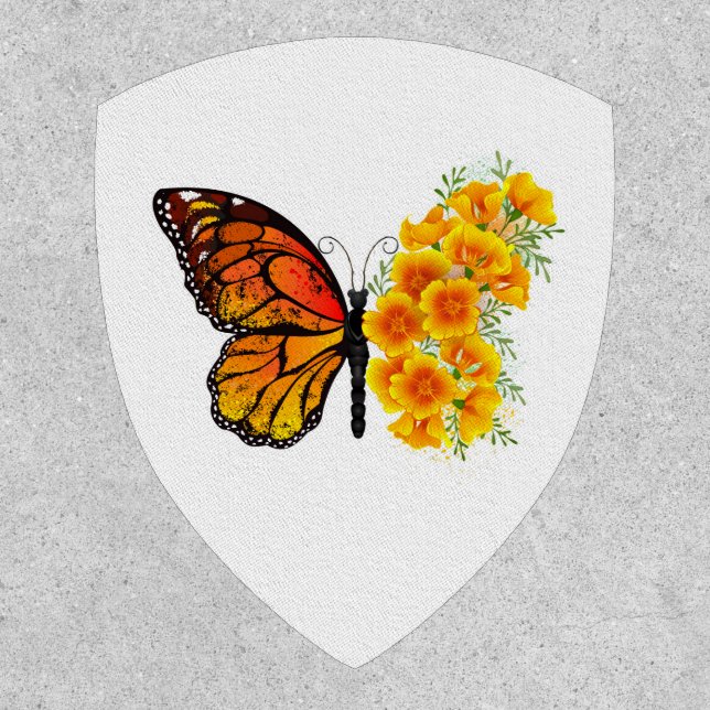 Flower Butterfly with Yellow California Poppy Patch (Front)
