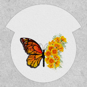 Flower Butterfly with Yellow California Poppy Patch