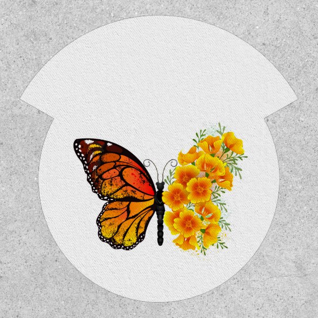 Flower Butterfly with Yellow California Poppy Patch (Front)
