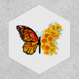 Flower Butterfly with Yellow California Poppy Patch