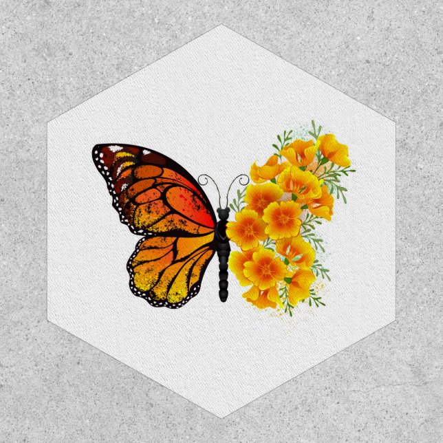 Flower Butterfly with Yellow California Poppy Patch (Front)