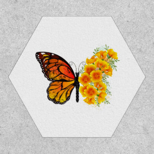 Flower Butterfly with Yellow California Poppy Patch