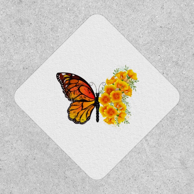 Flower Butterfly with Yellow California Poppy Patch (Front)