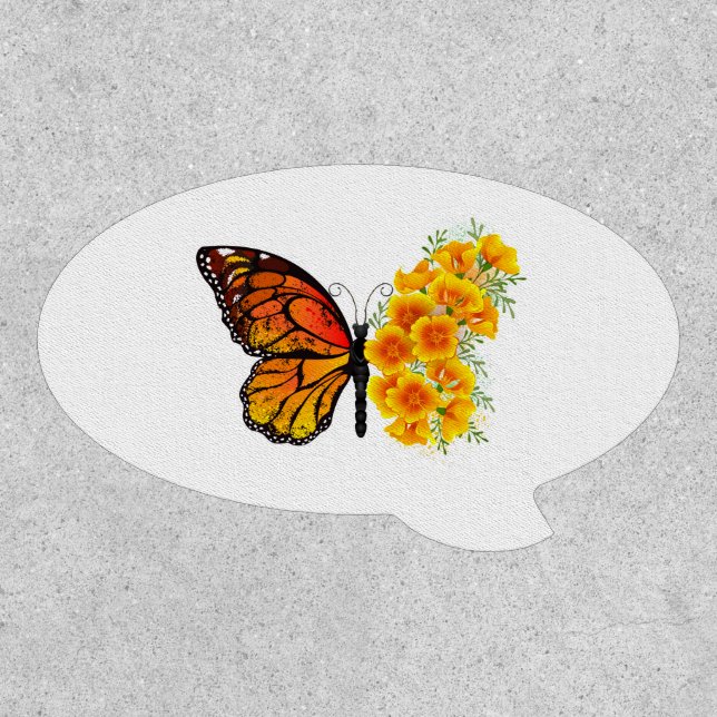 Flower Butterfly with Yellow California Poppy Patch (Front)