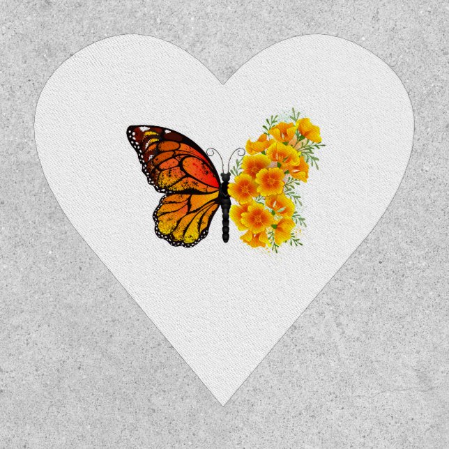 Flower Butterfly with Yellow California Poppy Patch (Front)