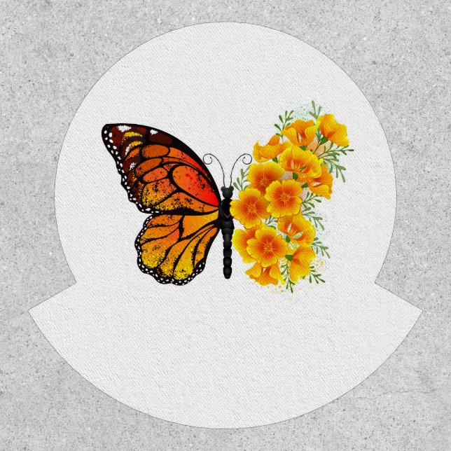 Flower Butterfly with Yellow California Poppy Patch (Front)