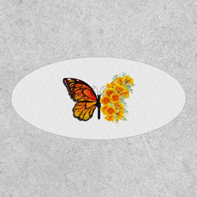 Flower Butterfly with Yellow California Poppy Patch (Front)