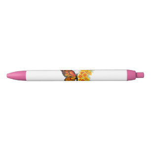 Flower Butterfly with Yellow California Poppy Pen