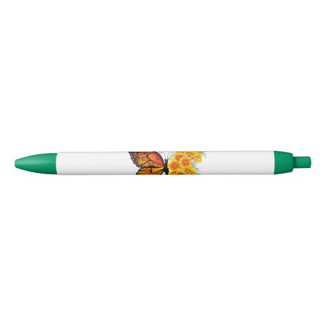 Flower Butterfly with Yellow California Poppy Pen (Front)