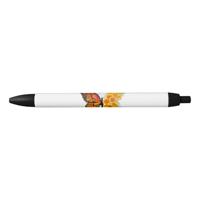 Flower Butterfly with Yellow California Poppy Pen (Front)