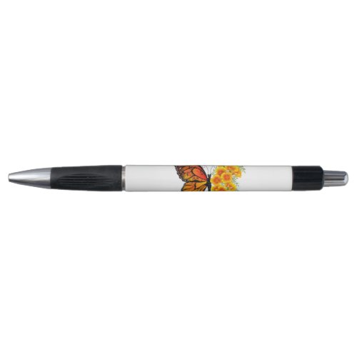 Flower Butterfly with Yellow California Poppy Pen