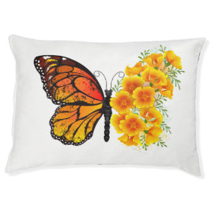 Flower Butterfly with Yellow California Poppy Pet Bed