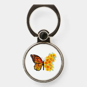 Flower Butterfly with Yellow California Poppy Phone Ring Stand