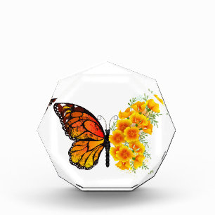 Flower Butterfly with Yellow California Poppy Photo Block