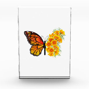 Flower Butterfly with Yellow California Poppy Photo Block
