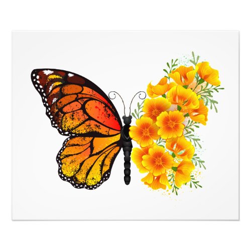 Flower Butterfly with Yellow California Poppy Photo Print