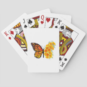 Flower Butterfly with Yellow California Poppy Poker Cards