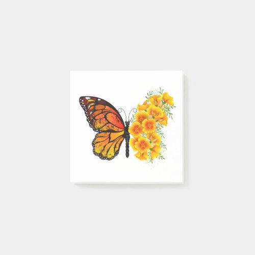 Flower Butterfly with Yellow California Poppy Post_it Notes