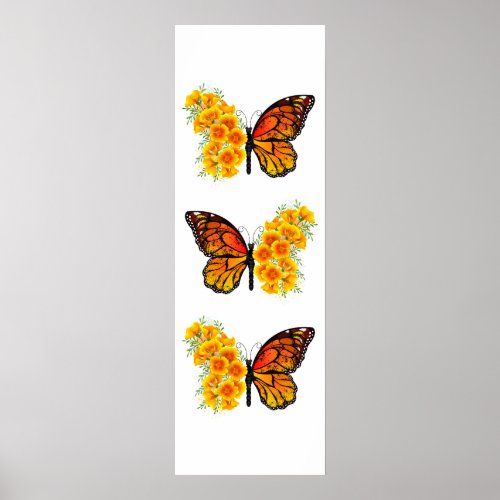 Flower Butterfly with Yellow California Poppy Poster