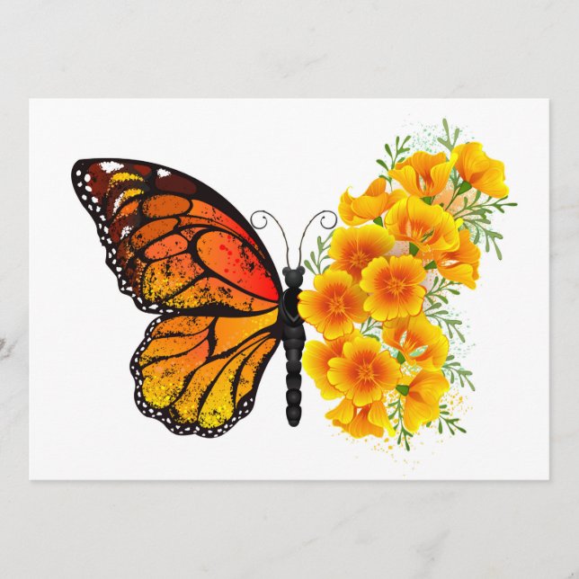Flower Butterfly with Yellow California Poppy Program (Front)