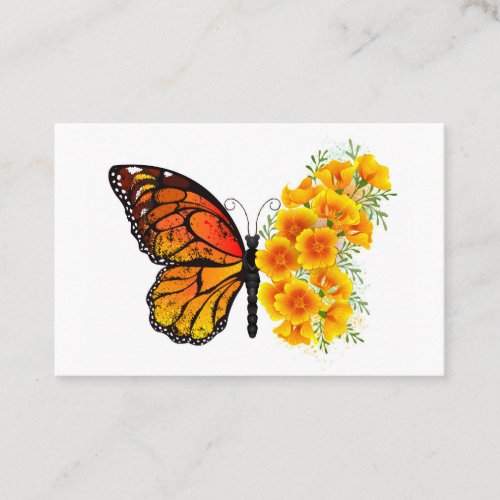 Flower Butterfly with Yellow California Poppy Referral Card