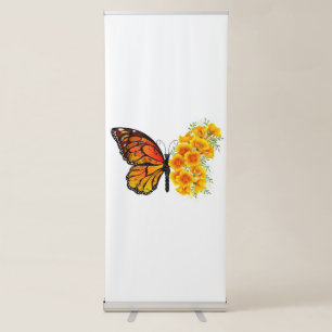 Flower Butterfly with Yellow California Poppy Retractable Banner