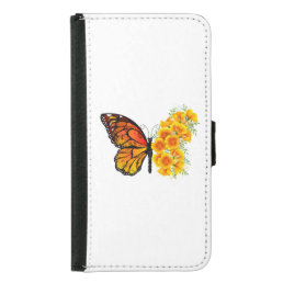 Flower Butterfly with Yellow California Poppy Samsung Galaxy S5 Wallet Case