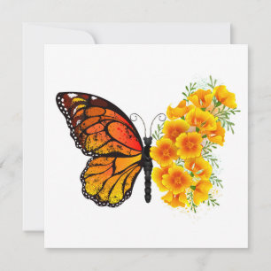 Flower Butterfly with Yellow California Poppy Save The Date