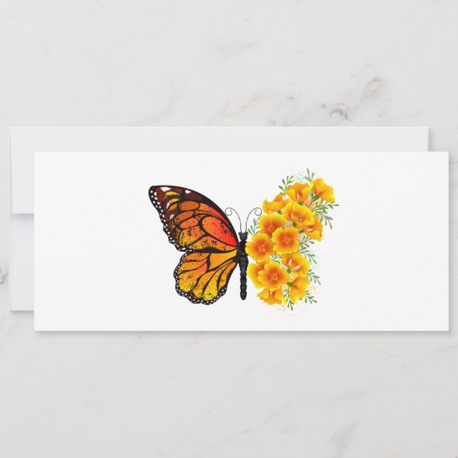 Flower Butterfly with Yellow California Poppy Save The Date (Front)