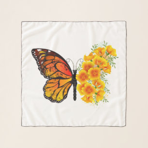 Flower Butterfly with Yellow California Poppy Scarf